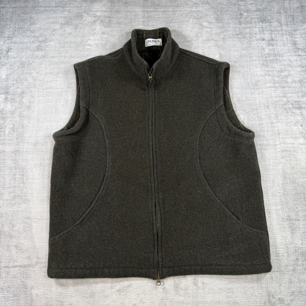 Peter James Vest Women 2XL Forest Green Wool Cashmere Blend Full Zip Made in UK